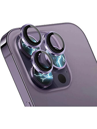 iPhone 14 Pro / 14 Pro Max Kamera Lens Koruyucu ''Safir Cam & Kolay Kurulum'' (Derin Mor)
