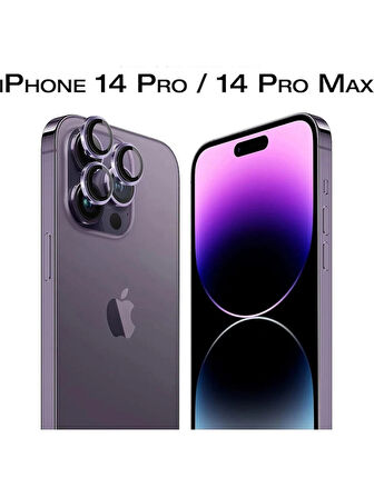 iPhone 14 Pro / 14 Pro Max Kamera Lens Koruyucu ''Safir Cam & Kolay Kurulum'' (Derin Mor)