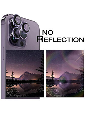 iPhone 14 Pro / 14 Pro Max Kamera Lens Koruyucu ''Safir Cam & Kolay Kurulum'' (Derin Mor)