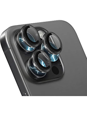 iPhone 14 Pro / 14 Pro Max Kamera Lens Koruyucu ''Safir Cam & Kolay Kurulum'' (Siyah)