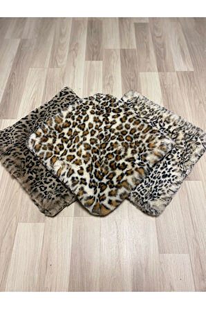 Bonnie Leopar Figürlü Tavşan Tüyü Ultra Soft Yıkanabilir Kırlent Kılıfı 40x40