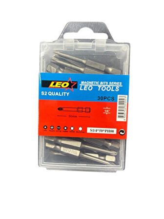 Leo Ph00 50MM ¼’’ S2 Kalite Mıknatıslı Bits Yıldız UÇ ( 30 Adet)