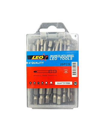 Leo Ph0 75MM ¼’’ S2 Kalite Mıknatıslı Bits Yıldız UÇ ( 20 Adet)