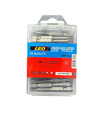 Leo Ph0 50MM ¼’’ S2 Kalite Mıknatıslı Bits Yıldız UÇ ( 30 Adet)