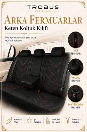 Audi Q3 2011 Sonrası Uyumlu LeoSport Serisi Siyah Kırmızı Ortopedik Keten Koltuk Kılıfı