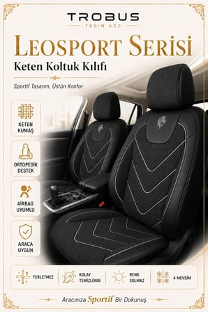 Dacia Logan 2004 Sonrası Uyumlu LeoSport Serisi Siyah Beyaz Ortopedik Keten Koltuk Kılıfı