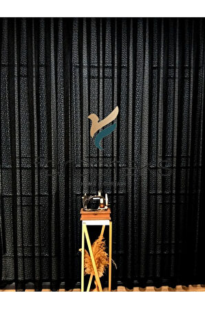 Siyah Leopar Desen Desen Modern 3Kat Pileli Tül Perde