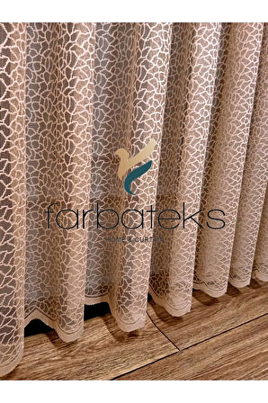 Vizon Leopar Desen Desen Modern 2Kat Pileli Tül Perde