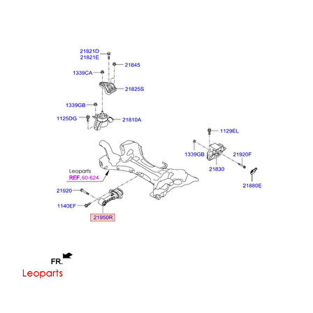 LEOPARTS Hyundai İ20 1.4 CRDİ Motor Takozu Ön Alt 2015-2017 21950-C8300