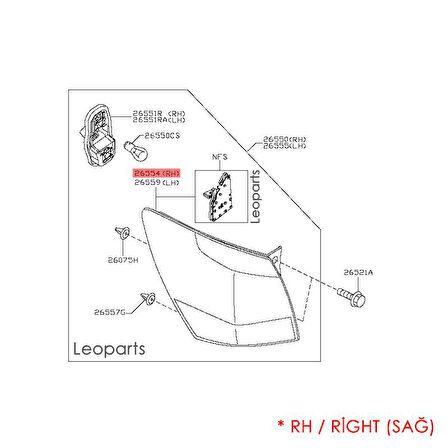 LEOPARTS Qashqai Stop Lamba Led Modülü Sağ 2010-2013 26554-BR00A
