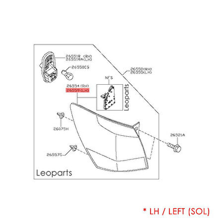 LEOPARTS Qashqai Stop Lamba Led Modülü Sol 2010-2013 26559-BR00A