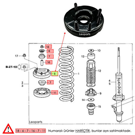 LEOPARTS Honda Accord Ön Amortisör Takozu 2003-2005 Sağ-Sol Uyumlu (1 Adet) 51675-SDA-A01