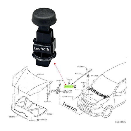 LEOPARTS Nissan Qashqai Motor Kaput Takozu 2010-2023 65822-BR00A