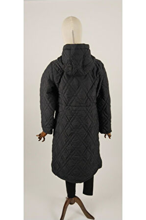 KAPŞONLU LEOPAR GARNİLİ UZUN MONT