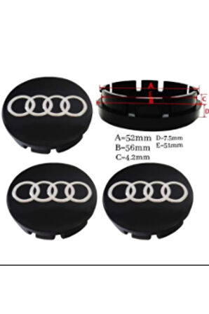 audi 52 56 mm siyah jant kapağı3A 3D 3ABS