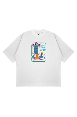 Unisex Oversize LETS START CULTS Baskılı Boxy Fit Kalın Kumaşlı (240gsm) T-shirt