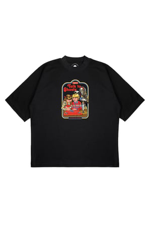 Unisex Oversize LETS TALK TO GHOST Baskılı Boxy Fit Kalın Kumaşlı (240gsm) T-shirt