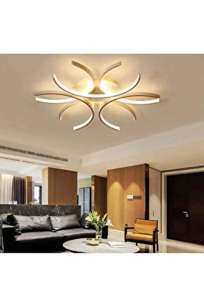 Levora Modern Tasarım - Salon - Mutfak - Yatak Odası Eskitme Renk Beyaz Işıklı Led Avize