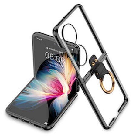 Huawei P50 Pocket Kılıf Zore Yüzüklü Kıpta Kapak Huawei P50 Pocket GKK - Siyah