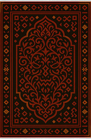 Siyah Zemin Kırmızı Geometrik Halı – Etnik Stil | Kaymaz Taban, Yıkanabilir, Evcil Dostu