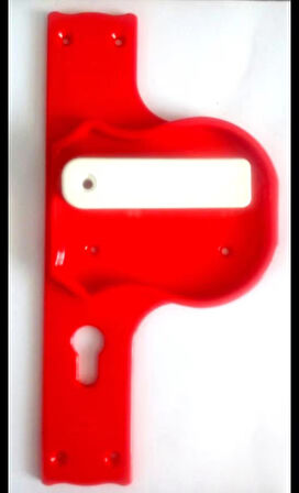 Bariyerli Güvenli Ve Kırılmaz Kapı Kolu (KIRMIZI-BEYAZ)