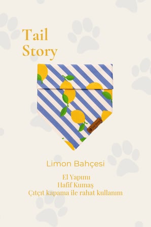 Kedi-Köpek Fuları, Pamuklu Kumaş, El Yapımı, Tüm Irklar İçin İdeal, Minik Limonlar Kedi/Köpek Fuları