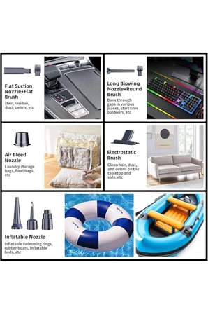 Lf-6122 4'ü 1 Arada Çantalı Araç İçi Süpürge El Süpürgesi 16000PA Güçlü Çekim Fırçasız Motor