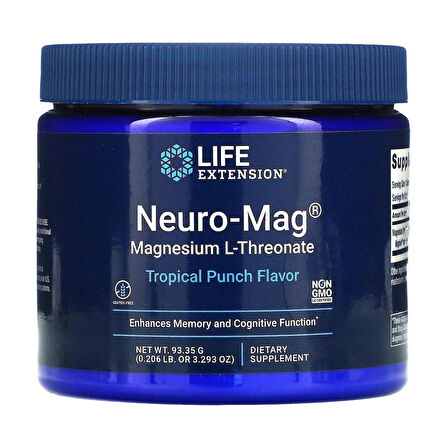 Life Extension Neuro Mag Magnesium L-Threonate Tropical Punch 93.35 g - Hafıza desteği