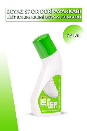 Bağcık + Nuri Leflef Beyaz Spor Deri Likit Ayakkabı Bakım Boyası Süngerli 75 ML Set