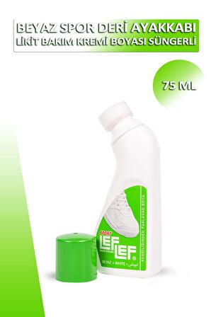 Bağcık + Nuri Leflef Beyaz Spor Deri Likit Ayakkabı Bakım Boyası Süngerli 75 ML Set