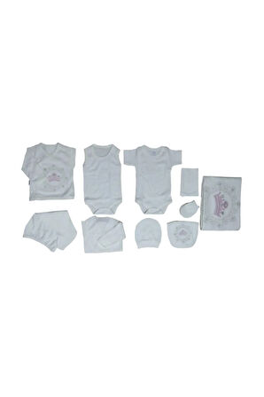 Yenidoğan 100522 Taçlı 10'lu Hastane Çıkışı Zıbın Set