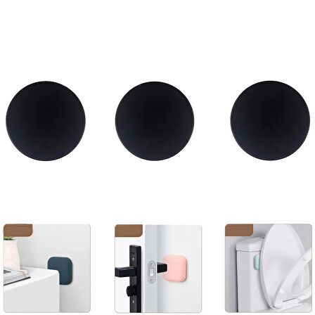 Microcase Darbe Önleyici Yapışkanlı Silikon Kapı Kolu Stoperi Tamponu Yuvarlak Tasarım - SİYAH AL5003 3 Adet
