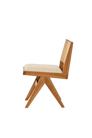 Lofoten Pergel Hazeranlı Krem Teddy Hasırlı Natural Ahşap Sandalye (1 ADET)