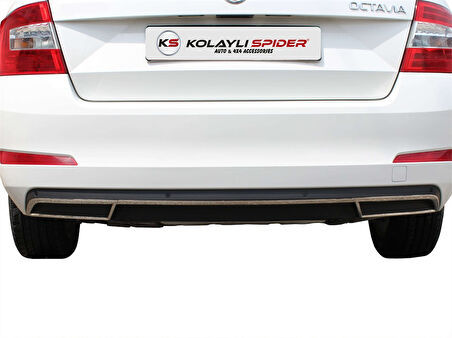 Skoda Octavia A7 Arka Difüzör Çıtası 3 Prç Krom 2013 ve Sonrası