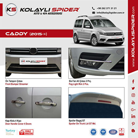 VW Caddy Cam Çıtası 2  Prç Krom 2015 ve Sonrası