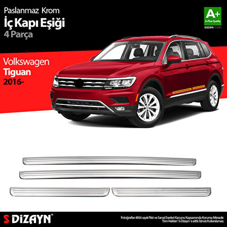 S-Dizayn VW Tiguan Krom İç Kapı Eşiği 4 Prç. 2016-2024