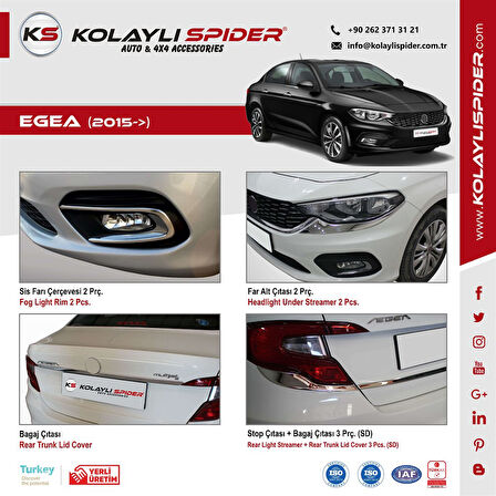 Fiat Egea Stop Çıtası / Bagaj Çıtası 3 Prç Krom 2015 ve Sonrası