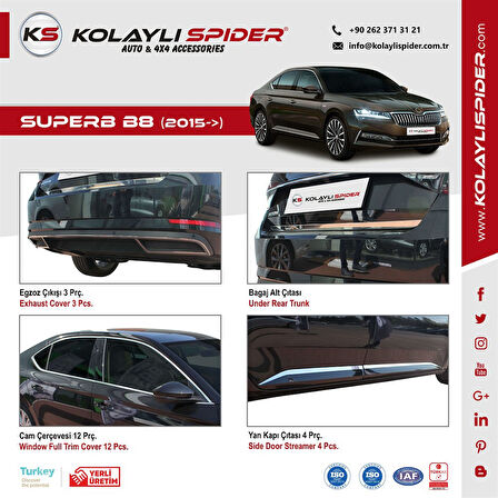 Skoda Super B8 Yan Kapı Çıtası 4 Prç. Krom 2015 ve Sonrası