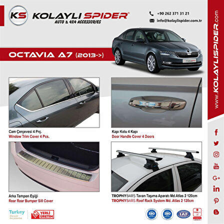 Skoda Octavia A7 Cam Üst Çıtası 4 Prç Krom 2013 ve Sonrası
