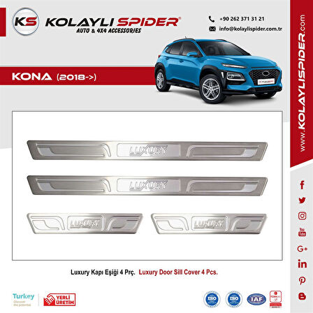 Hyundai Kona Luxury Kapı Eşiği 4 Prç Krom 2018 ve Sonrası