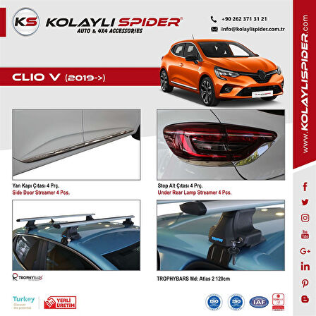 Renault Clio 5 Yan Kapı Çıtası 4 Prç Krom 2019 ve Sonrası