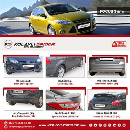 Ford Focus 3 HB Cam Üst Çıtası 8 Prç. Krom 2011-2014