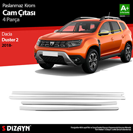 S-Dizayn Dacia Duster Krom Cam Çıtası 4 Prç. 2018-2024