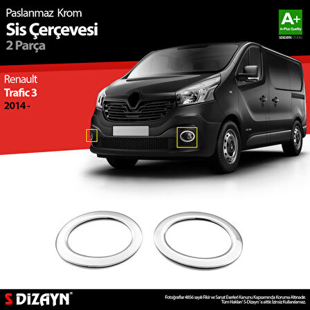 S-Dizayn Renault Trafic Krom Sis Farı Çerçevesi 2 Prç. 2014-2020