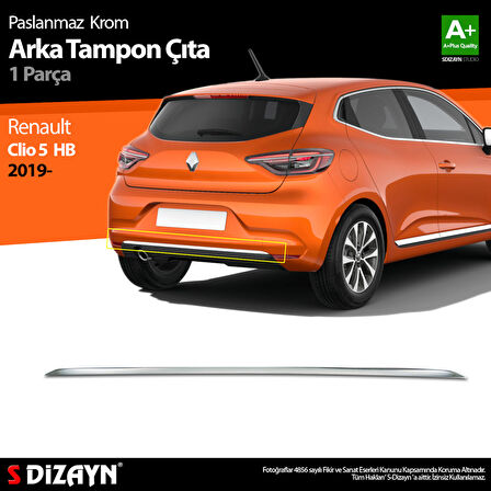 S-Dizayn Renault Clio 5 Krom Arka Tampon Çıtası 2019 Üzeri