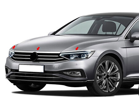 S-Dizayn VW Passat B8.5 Krom Far Üzeri Çıta Seti 3 Parça 2019-2023