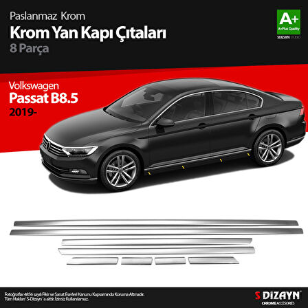 S-Dizayn VW Passat B8.5 Krom Yan Kapı Çıtası 8 Parça 2019-2023