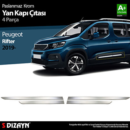S-Dizayn Peugeot Rifter Krom Yan Kapı Çıtası 4 Prç. 2019 Üzeri