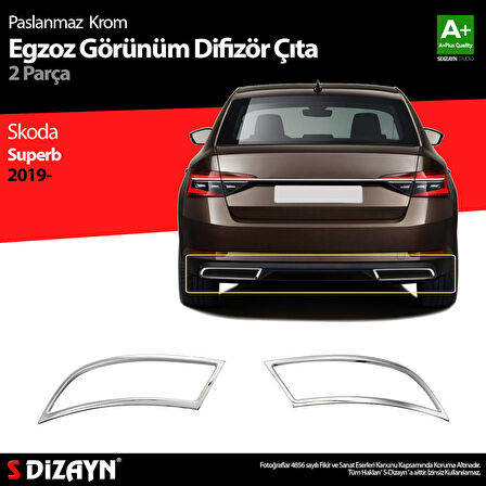 S-Dizayn Skoda Superb Krom Egzoz Çıkışı 2 Parça 2020-2023