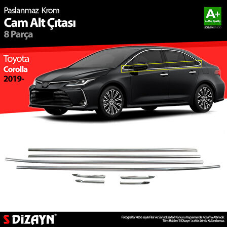 S-Dizayn Toyota Corolla Krom Cam Çıtası 8 Prç. 2019 Üzeri